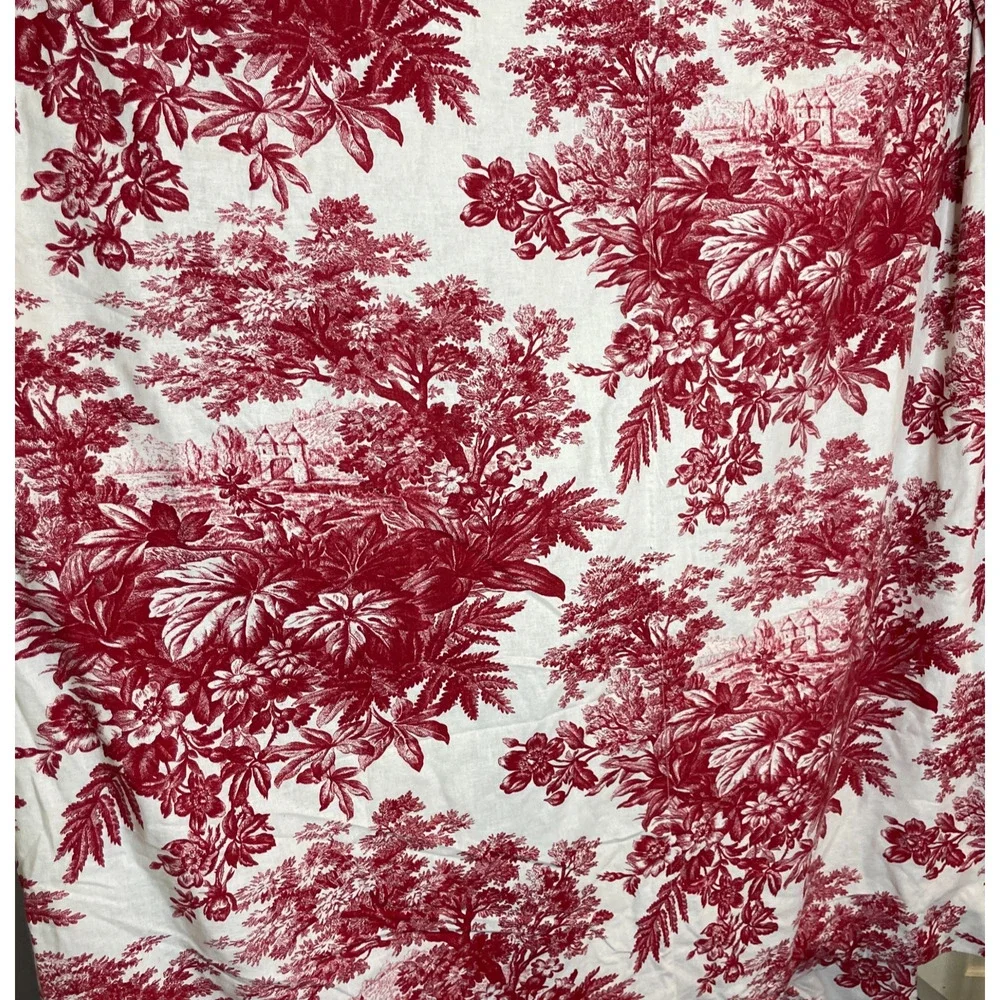 Vtg Pottery Barn Duvet Cover Cotton Linen Blend Sorrel Red Floral with Sham
